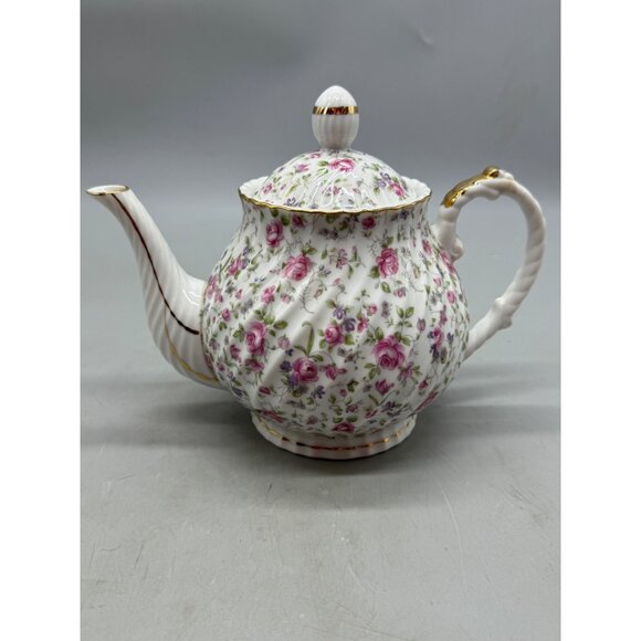 lefton goffon Rose Bone China Gold Trim Floral Pattern Japan Teapot Lid 7236READ - Picture 4 of 13